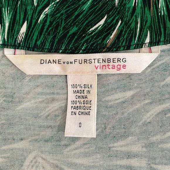 Diane von Furstenberg Vintage 0 Dress 100% Silk 3/4 Sleeve Dress Green Peacock - Picture 6 of 8